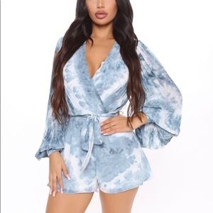 Blue Flowy Romper